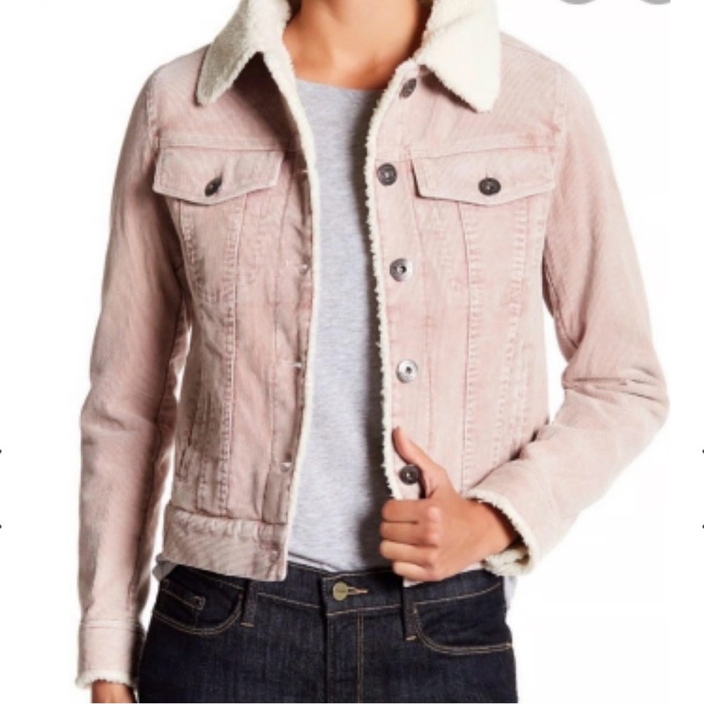 BCBG pink faux fur corduroy jacket